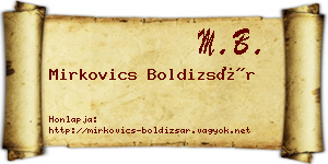 Mirkovics Boldizsár névjegykártya